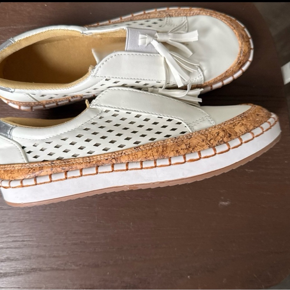 White and Brown Flats with Perforated Design